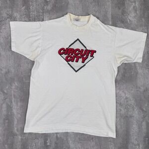 Vintage Circuit City T-Shirt Mens Large White Electronics Retail Employee 90s